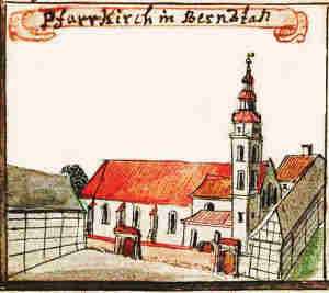 Pfarrkirch in Bernstadt - Koci parafialny, widok oglny